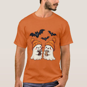 Gemütliche Geister trinken Kaffee Halloween T-Shirt