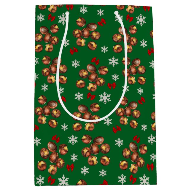 Gemütliche geröstete Kastanien und Schneeflocken W Mittlere Geschenktüte (Vorderseite)