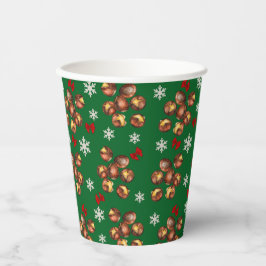 Gemütliche geröstete Kastanien und Schneeflocken W Pappbecher