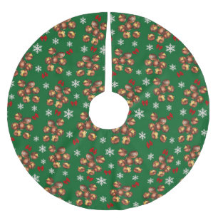 Gemütliche geröstete Kastanien und Schneeflocken W Polyester Weihnachtsbaumdecke