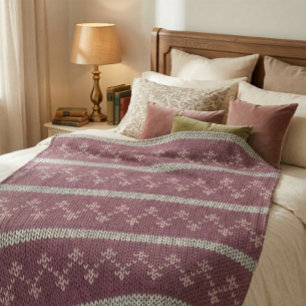 Gemütliche Gestrickte Muster-Wurfdecke in Burgunde Fleecedecke