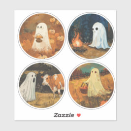 Gemütliche Ghost-Sticker (Set von 4 Jahren) Aufkleber