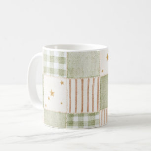Gemütliche Gold-Minzgrüne Sterne Streifen Patches Kaffeetasse