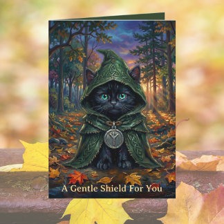 Gemütliche gotische schwarze Katze Eolhx Rune Gute Karte
