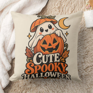 Gemütliche Gruselige Halloween-Geist-Kürbis-Vintag Kissen