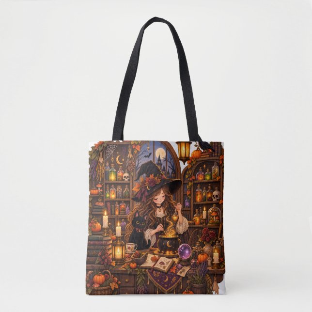 Gemütliche Halloween-Apotheke-Hexe (Vorderseite)
