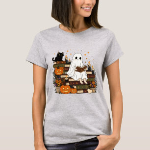 Gemütliche Halloween-Geist-Bücherwurm-Ästhetik T-Shirt