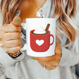 Gemütliche heiße Schokolade Herz Zimt Rot Illustra Kaffeetasse