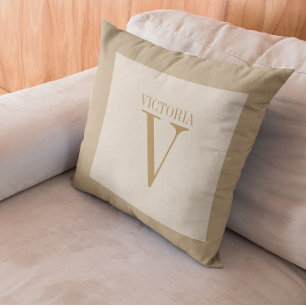 Gemütliche hellbeige Leine mit Tan Monogram Kissen