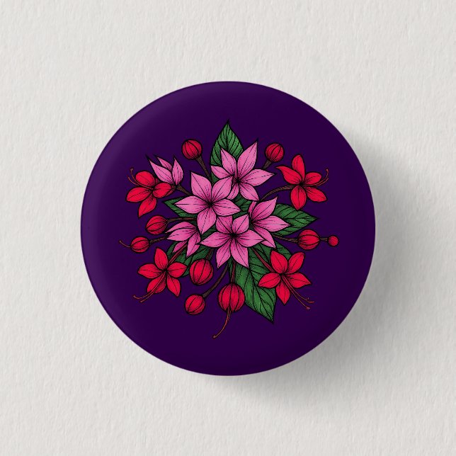 Gemütliche helle Blumen  Button (Vorderseite)