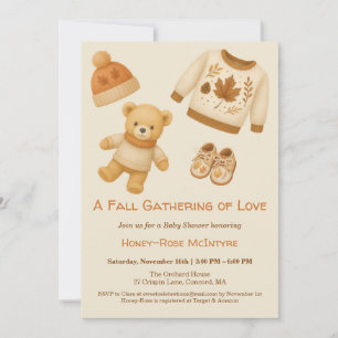 Gemütliche Herbst-Baby-Party   Neutrales Creme & O Einladung
