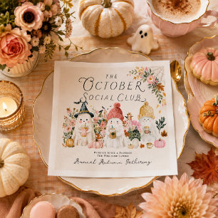 Gemütliche Herbst-Kaffee-Geister-Blumen-Feier Serviette