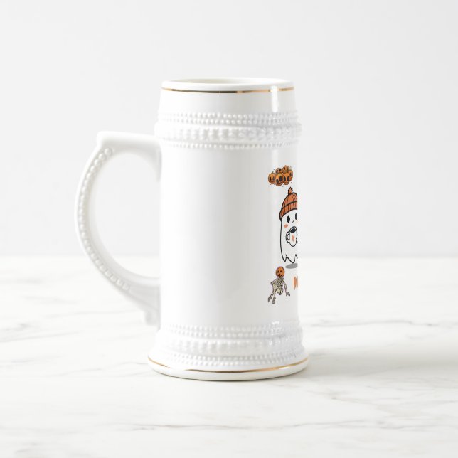 Gemütliche Herbst-Kaffee-Geister – Halloween Bierglas (Links)