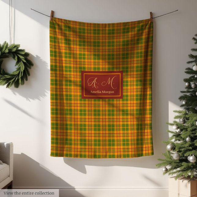 Gemütliche Herbst-Karodecke personalisiert für den Fleecedecke (Cozy Fall Plaid Blanket Personalized Farmhouse)