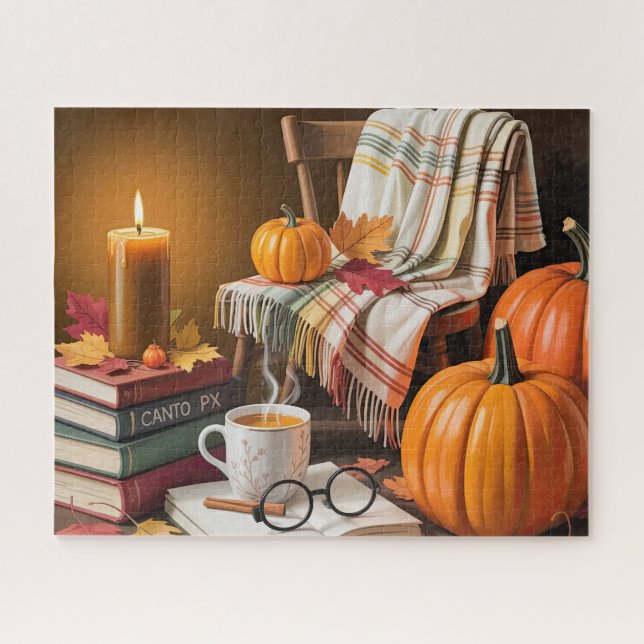 Gemütliche Herbst-Leseszene Puzzle (Horizontal)