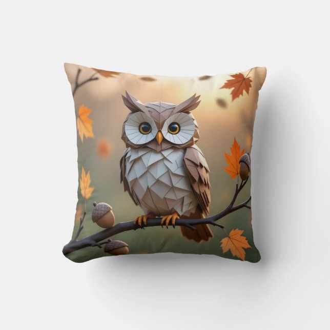 Gemütliche Herbst-Origami-Owl-Kissen Kissen (Vorderseite)