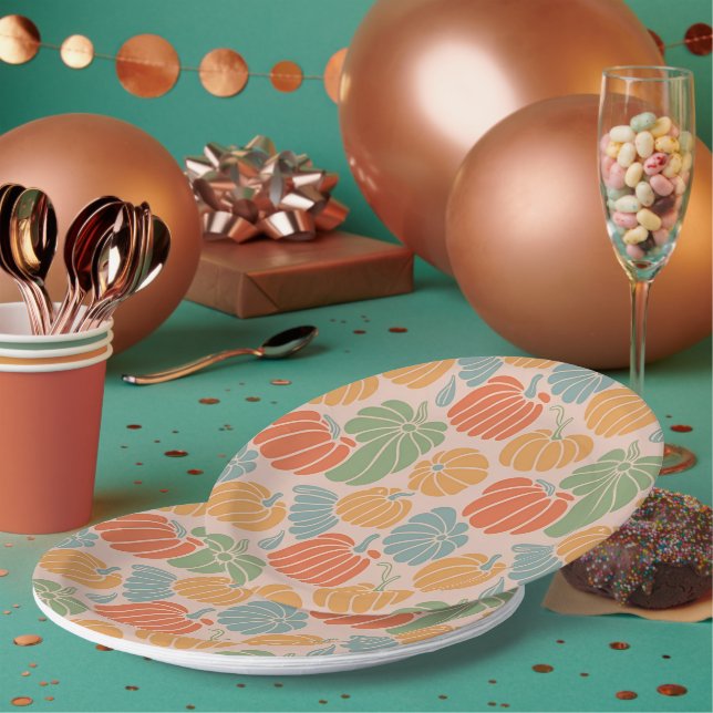 Gemütliche Herbst Pumpkin Papier Teller & Party Li (Multi)