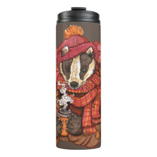 Gemütliche Herbstbadger-Thermal-Tumbler Thermosbecher