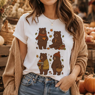 Gemütliche Herbstbären-Cottagecore-Wald-Illustrati T-Shirt