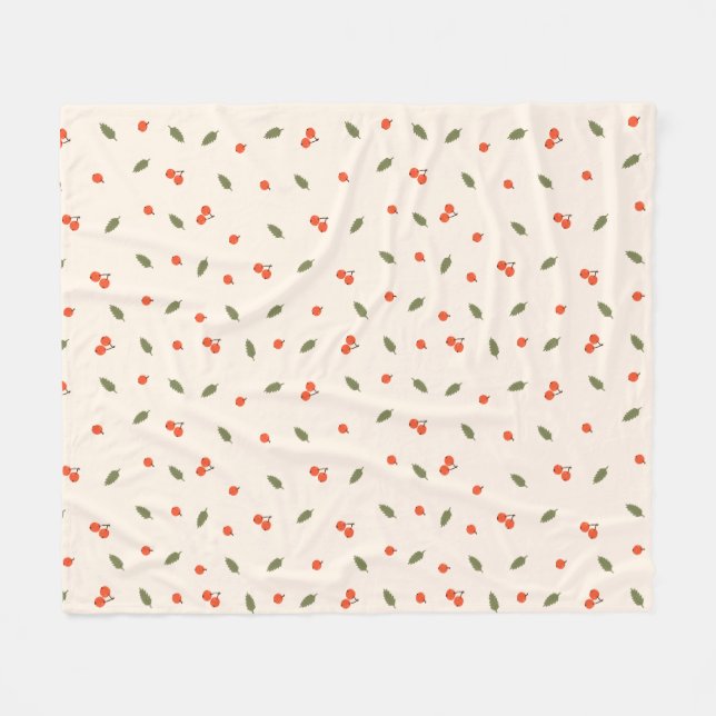 Gemütliche Herbstbeeren Creme Botanisch Fleecedecke (Vorderseite (Horizontal))