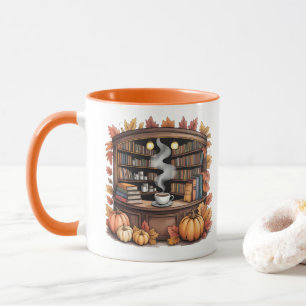 Gemütliche Herbstbibliothek-Kaffeetasse — Buch-Eck Tasse