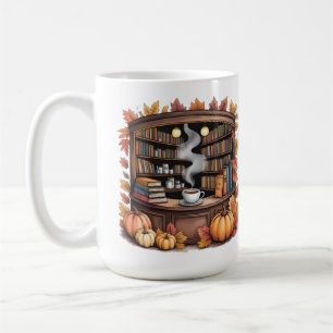 Gemütliche Herbstbibliothek-Kaffeetasse — Buchnisc Kaffeetasse