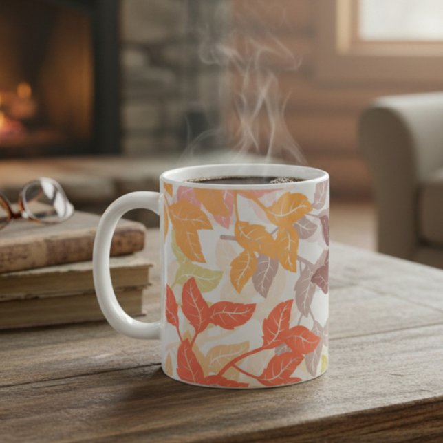 Gemütliche Herbstblätter Warme Töne Kaffeetasse (Von Creator hochgeladen)