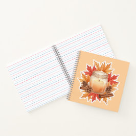 Gemütliche Herbstkerze mit Ahornblättern | Herbstd Notizbuch
