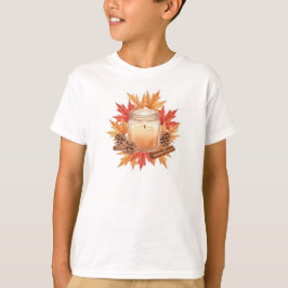 Gemütliche Herbstkerze mit Ahornblättern | Herbstd T-Shirt