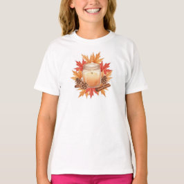 Gemütliche Herbstkerze mit Ahornblättern | Herbstd T-Shirt