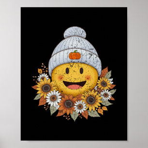 Gemütliche Herbstsaison Boho Floral Herbst Lächeln Poster