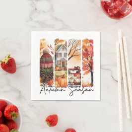 Gemütliche Herbstsaison Pinselstrich Serviette