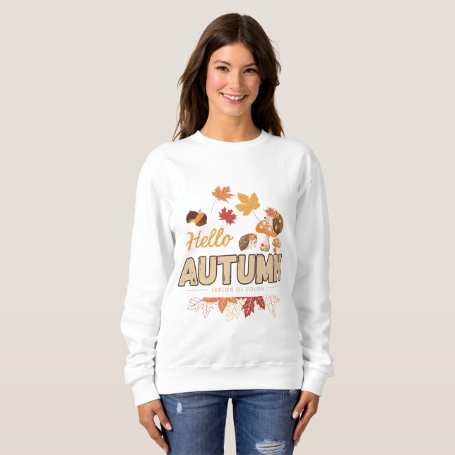 Gemütliche Herbststimmung mit Igeln und Pilzen Sweatshirt (Vorne ganz)
