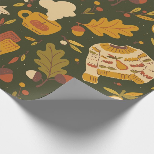 Gemütliche Herbstwackelpapier Geschenkpapier (Ecke)