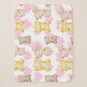 Gemütliche Herz- und Bär-Ästhetik-Musterdecke Sherpadecke