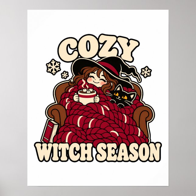 Gemütliche Hexensaison Winter Yule Kunst Poster (Vorne)