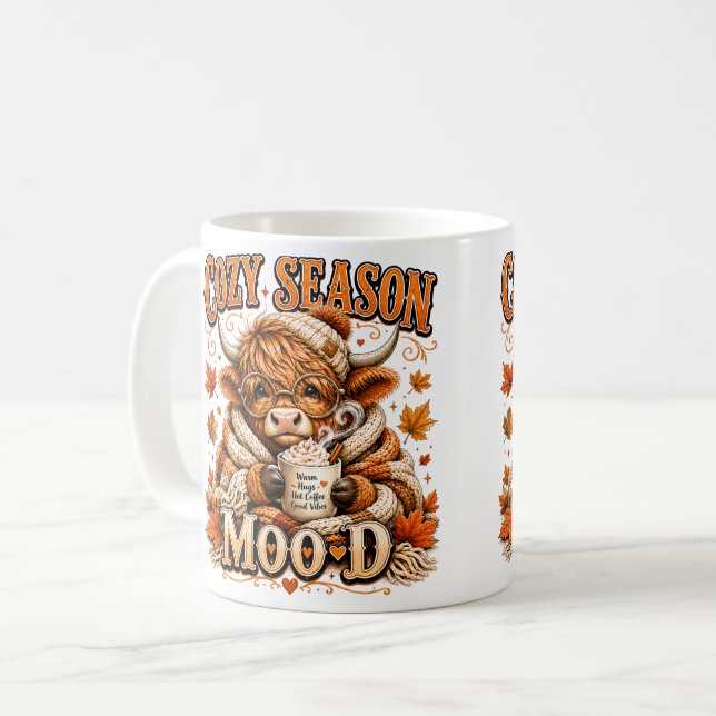 Gemütliche Highland-Cow-Stimmung Kaffeetasse (Vorderseite Links)