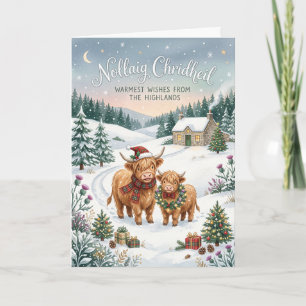 Gemütliche Highland-Cow-Weihnachtskarte Karte