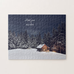 Gemütliche Holzhütte im Wald Puzzle