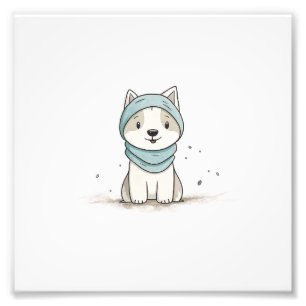 Gemütliche Husky Illustration - Adorable Welpe im  Fotodruck