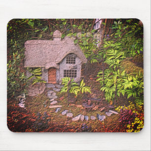Gemütliche Hütte Blumengarten Natur Kunst, Dichtun Mousepad