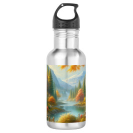 Gemütliche Hütte im Wald Edelstahlflasche