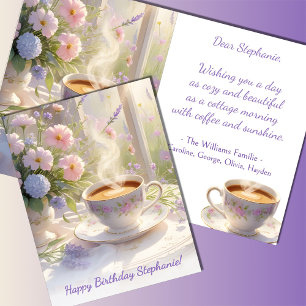 Gemütliche Hütte Kaffee & Wildblumen Geburtstag Karte