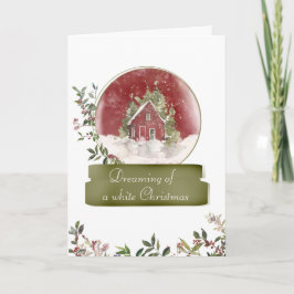 Gemütliche Hütte und Berries Snow Globe Weihnachts Karte
