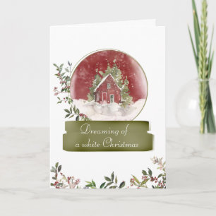 Gemütliche Hütte und Berries Snow Globe Weihnachts Karte