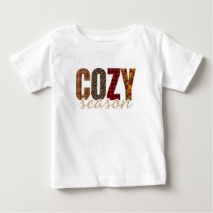 Gemütliche Jahreszeit Karo Leopard Herbst Stimmung Baby T-shirt