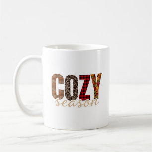 Gemütliche Jahreszeit Karo Leopard Herbst Stimmung Kaffeetasse