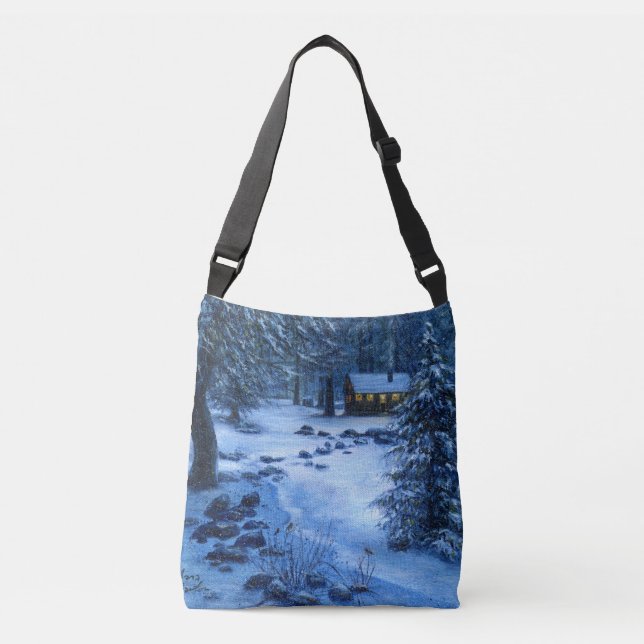 "Gemütliche Kabine im Schnee" Tote Tasche (Vorderseite)