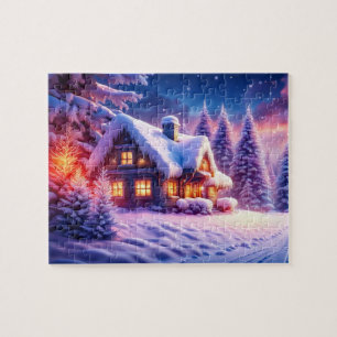 Gemütliche Kabine im Winter Wunderland Jigsaw Puzz Puzzle
