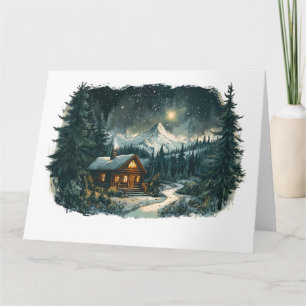 Gemütliche Kabine in einem Winterwunderland Karte